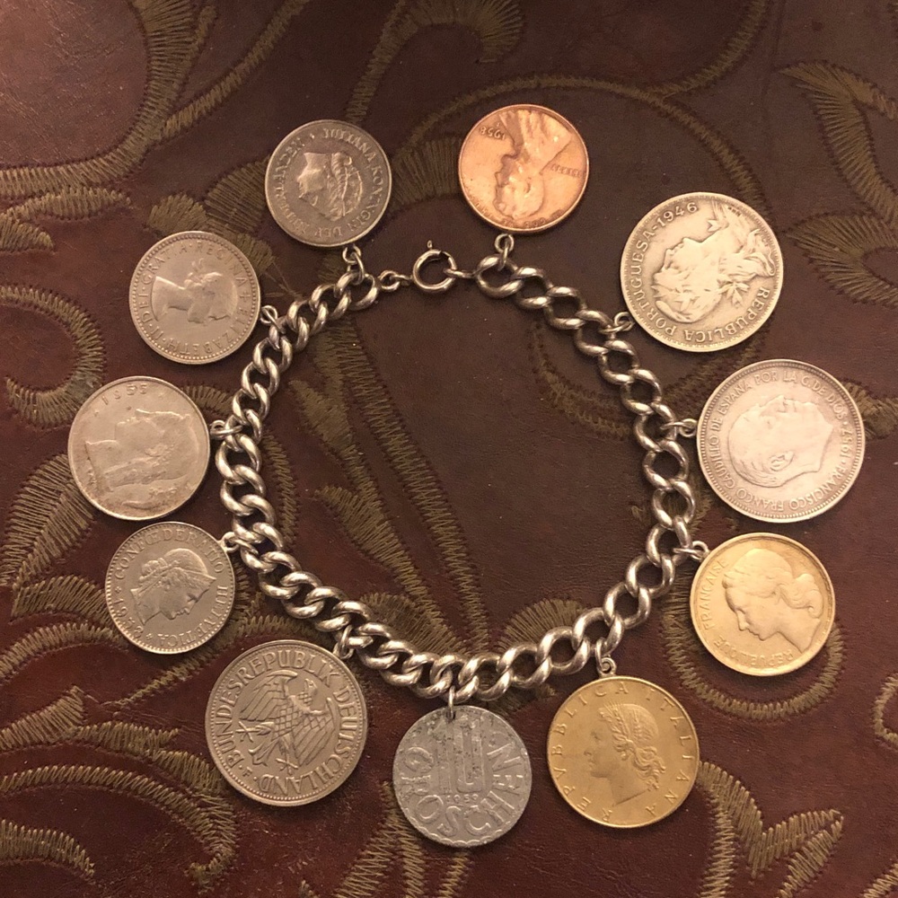 Vintage world coin bracelet